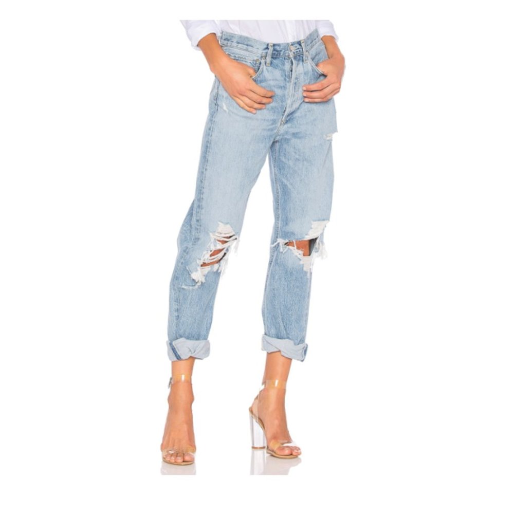 AGOLDE 90's Mid Rise Loose Fit Distressed Jeans